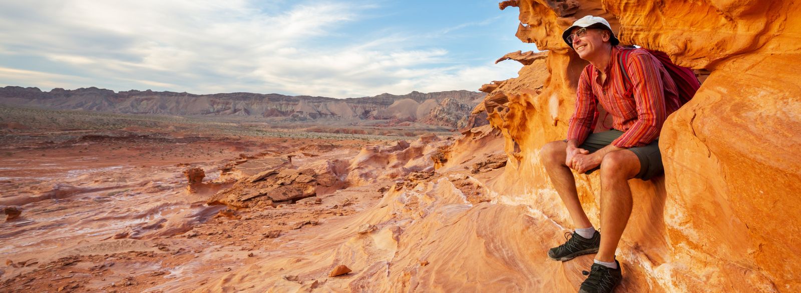 Hiker in Nevada desert